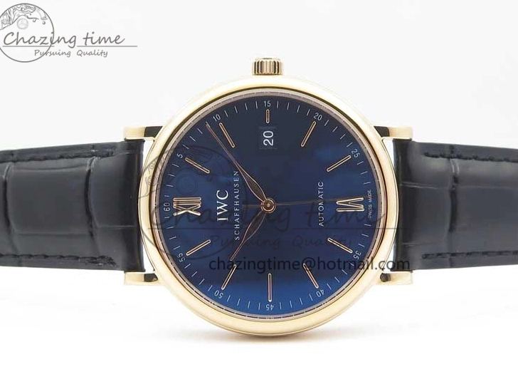 MIROTIME 0809 MoistureWicking Portofino Automatic RG IW356522 FKF 1:1 Best Edition Blue Dial on Black Croco Strap A 7109